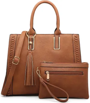 Purses Handbags for Women Satchel Vegan Leather Shoulder Bags Work Tote for Ladies with Matching Clutch (Turquoise)