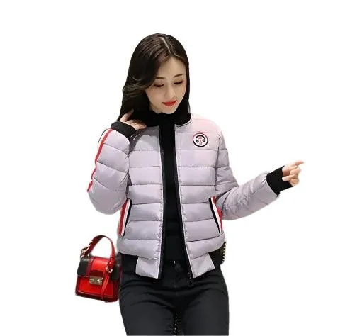 Quilted Cotton Women's Bomber Jacket: Padded Short High-Quality Winter Essential Parka Coat