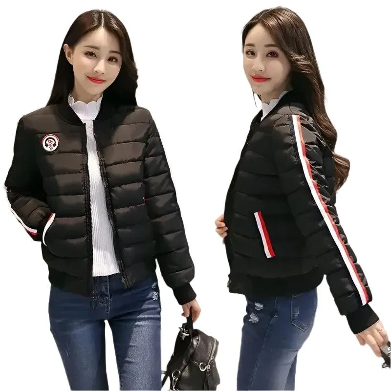Quilted Cotton Women's Bomber Jacket: Padded Short High-Quality Winter Essential Parka Coat