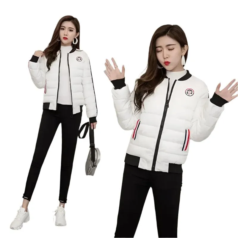 Quilted Cotton Women's Bomber Jacket: Padded Short High-Quality Winter Essential Parka Coat