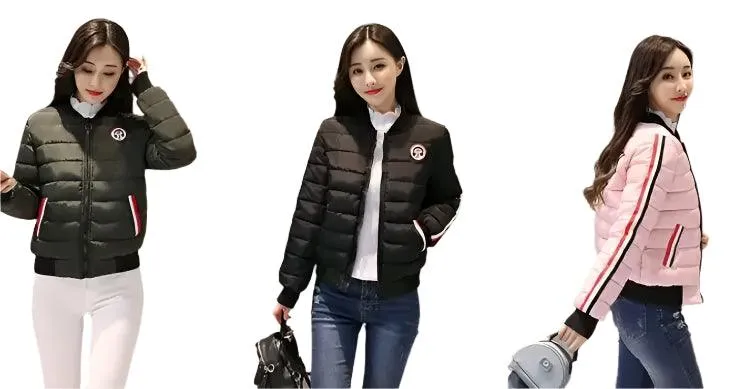 Quilted Cotton Women's Bomber Jacket: Padded Short High-Quality Winter Essential Parka Coat