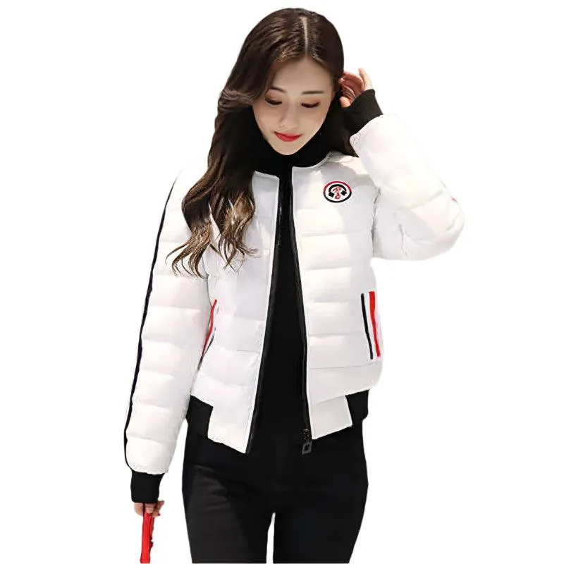 Quilted Cotton Women's Bomber Jacket: Padded Short High-Quality Winter Essential Parka Coat