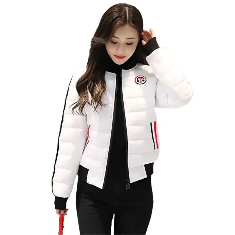 Quilted Cotton Women's Bomber Jacket: Padded Short High-Quality Winter Essential Parka Coat