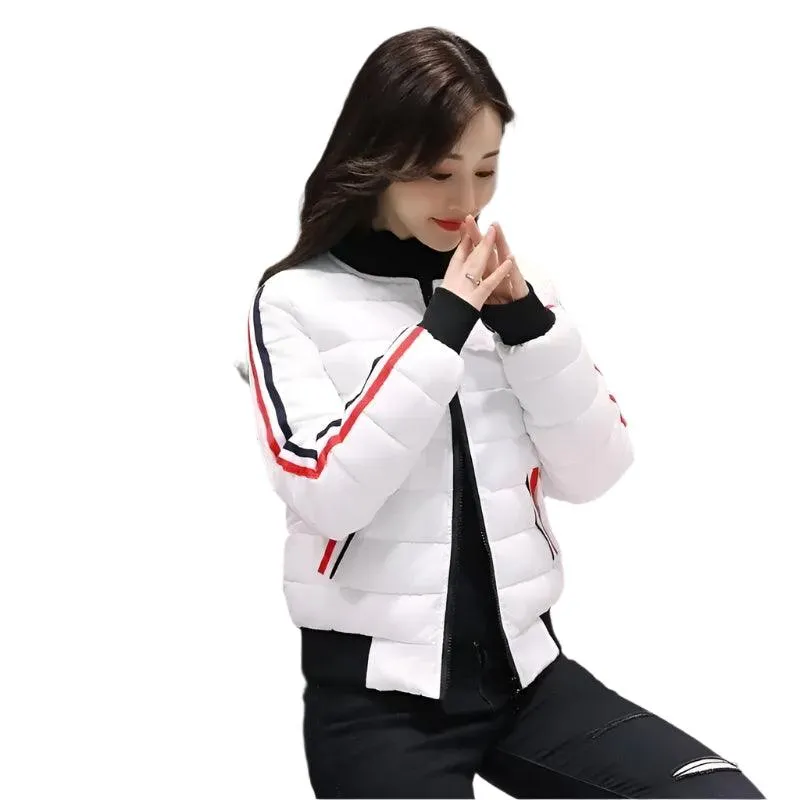 Quilted Cotton Women's Bomber Jacket: Padded Short High-Quality Winter Essential Parka Coat