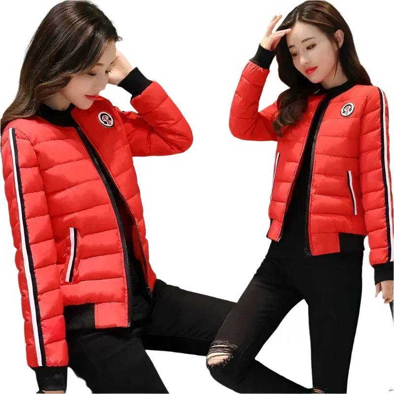 Quilted Cotton Women's Bomber Jacket: Padded Short High-Quality Winter Essential Parka Coat
