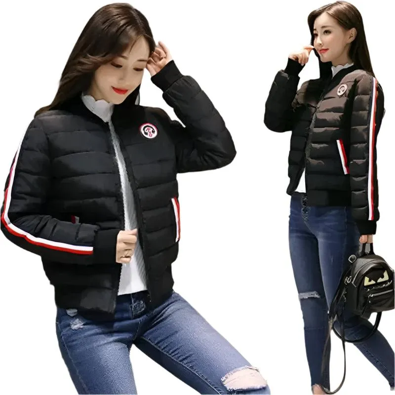 Quilted Cotton Women's Bomber Jacket: Padded Short High-Quality Winter Essential Parka Coat