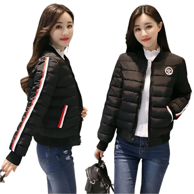 Quilted Cotton Women's Bomber Jacket: Padded Short High-Quality Winter Essential Parka Coat
