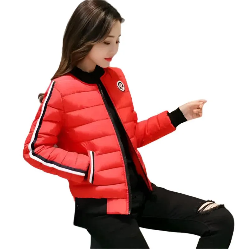Quilted Cotton Women's Bomber Jacket: Padded Short High-Quality Winter Essential Parka Coat