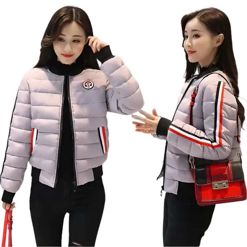 Quilted Cotton Women's Bomber Jacket: Padded Short High-Quality Winter Essential Parka Coat