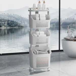 Rmier Large Capacity Plastic Handle Wheels Multi-layer Detachable Multi-layer Removable Home Storage Basketعجلات بمقبض من البلاستيك سعة كبيرة Rmier متعددة الطبقات قابلة للفصل وطبقات متعددة قابلة للإزالة في المنزل