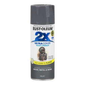 RUST-OLEUM 2X Gloss Paint & Primer Spray Paint 340g Dark Grey