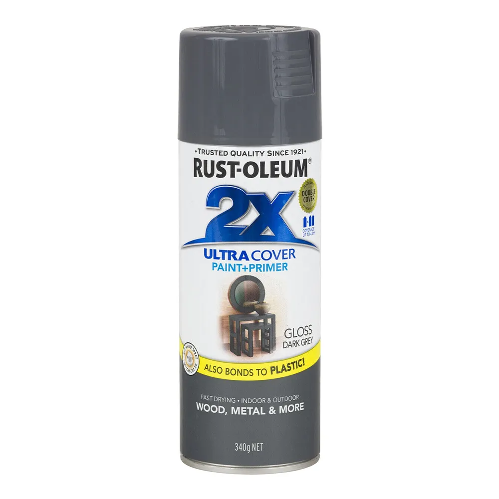 RUST-OLEUM 2X Gloss Paint & Primer Spray Paint 340g Dark Grey