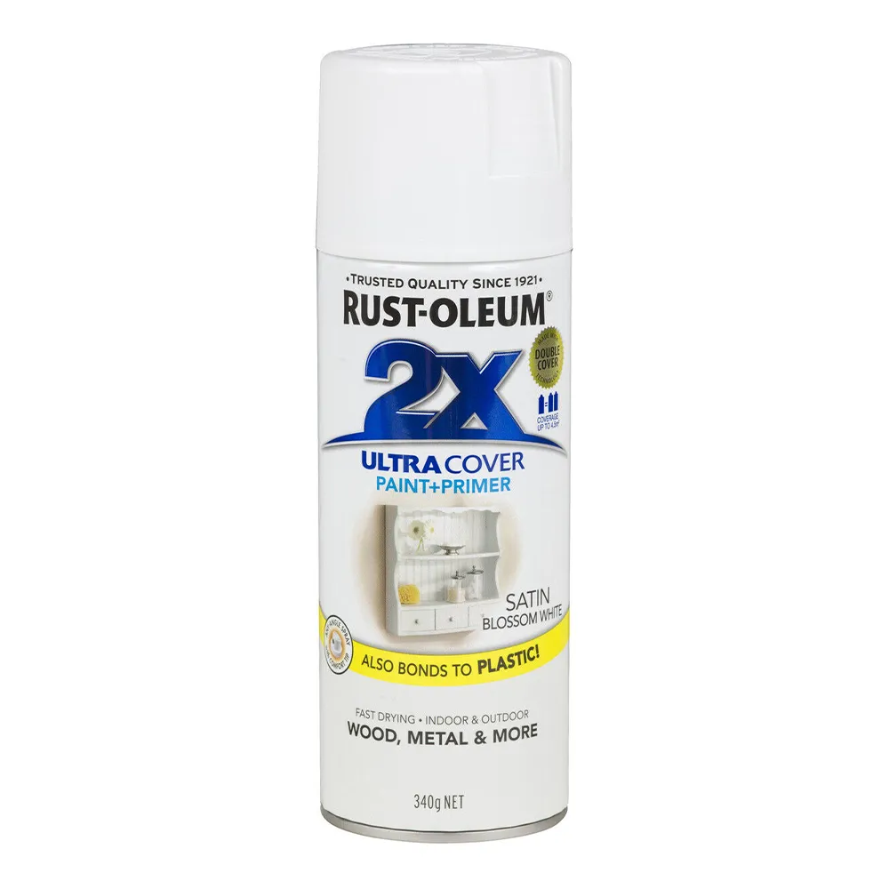 RUST-OLEUM 2X Satin Paint & Primer Spray Paint 340g Blossom White x 3 Pack