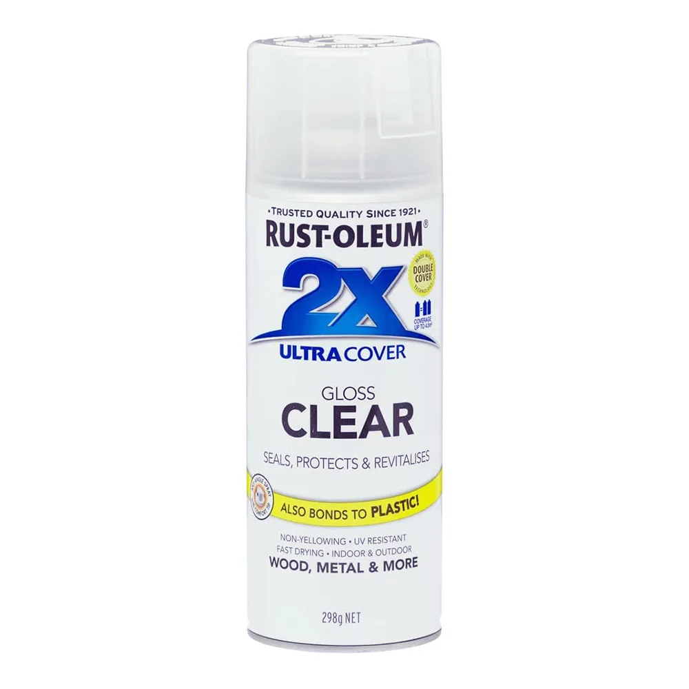 RUST-OLEUM 2X Ultra Cover Gloss Paint & Primer Spray Paint 298g Clear x 3 Pack