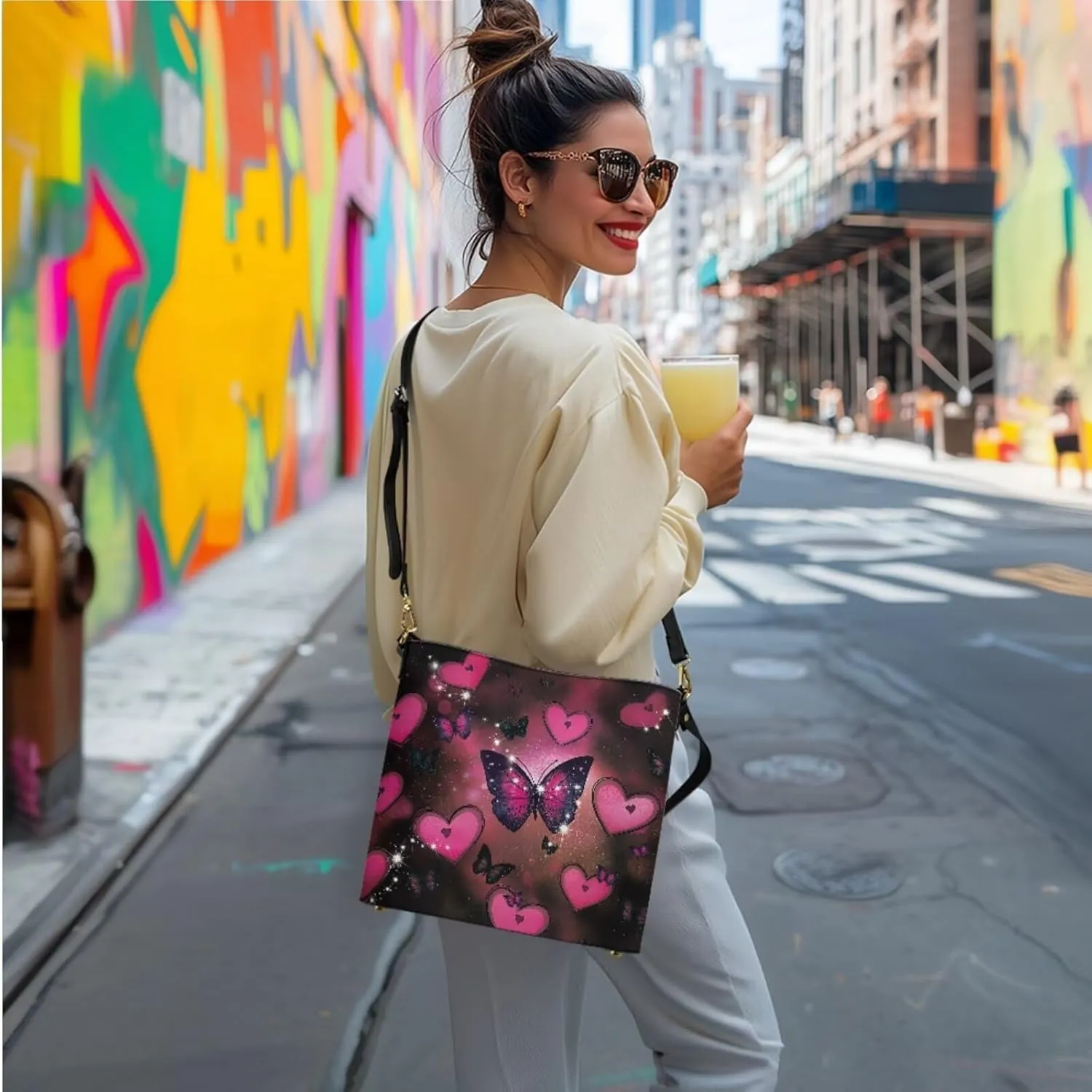 Shoulder Bag for Women Travel Leather Saddle Purse Zippered Wallet 3 Pcs