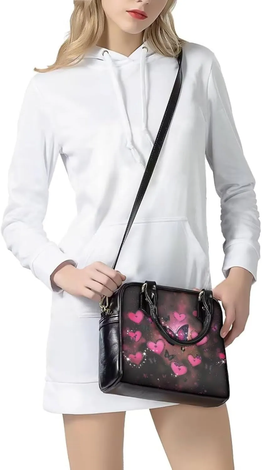 Shoulder Bag for Women Travel Leather Saddle Purse Zippered Wallet 3 Pcs