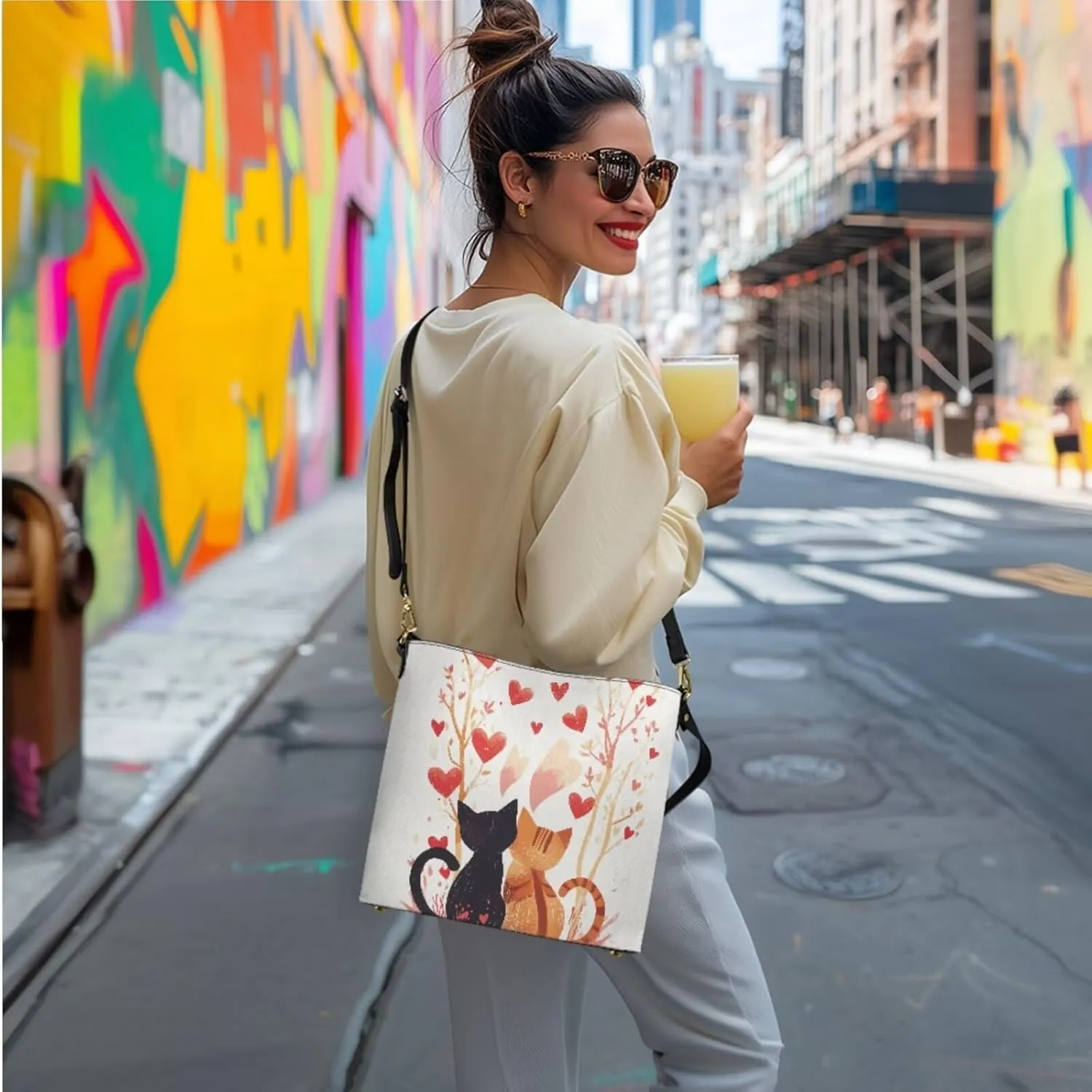 Shoulder Bag for Women Travel Leather Saddle Purse Zippered Wallet 3 Pcs