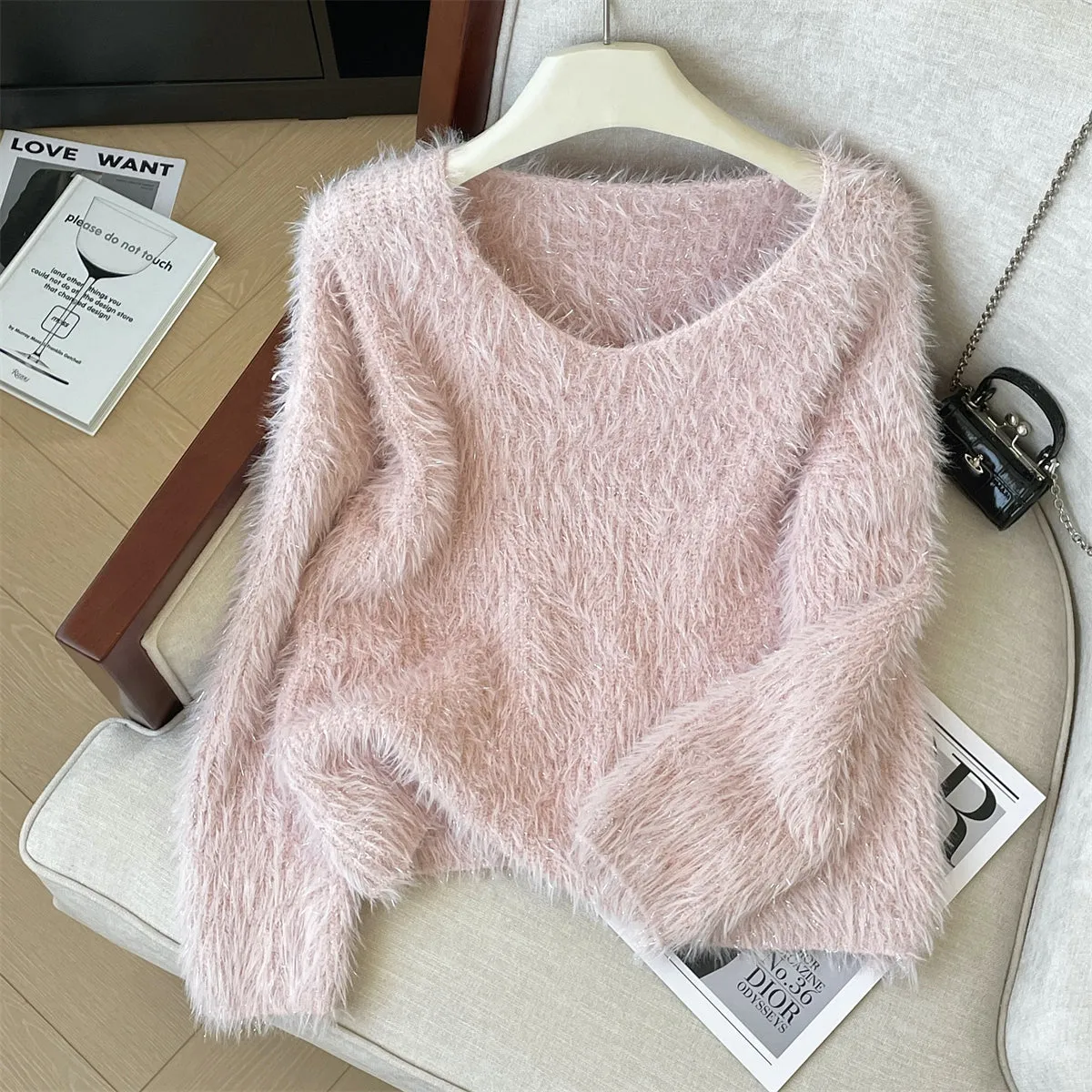 Solid Color Soft Furry Sweater