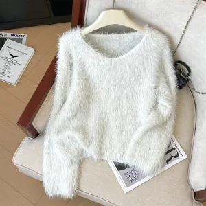 Solid Color Soft Furry Sweater