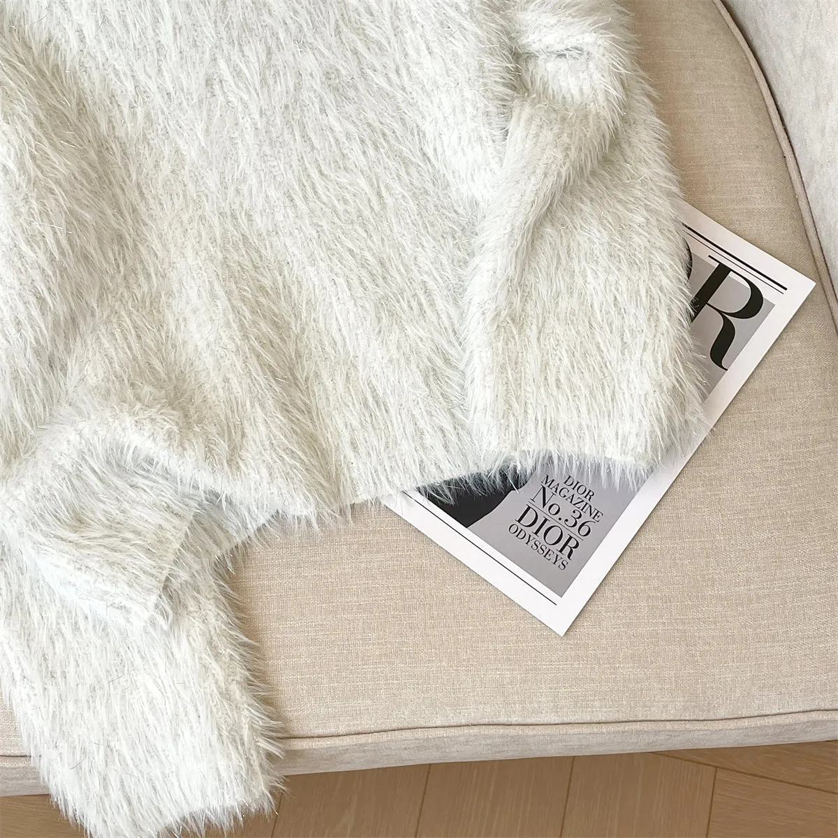 Solid Color Soft Furry Sweater