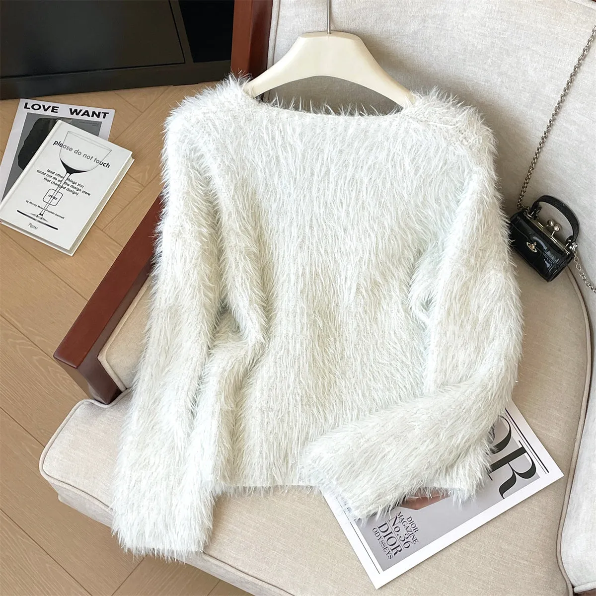 Solid Color Soft Furry Sweater