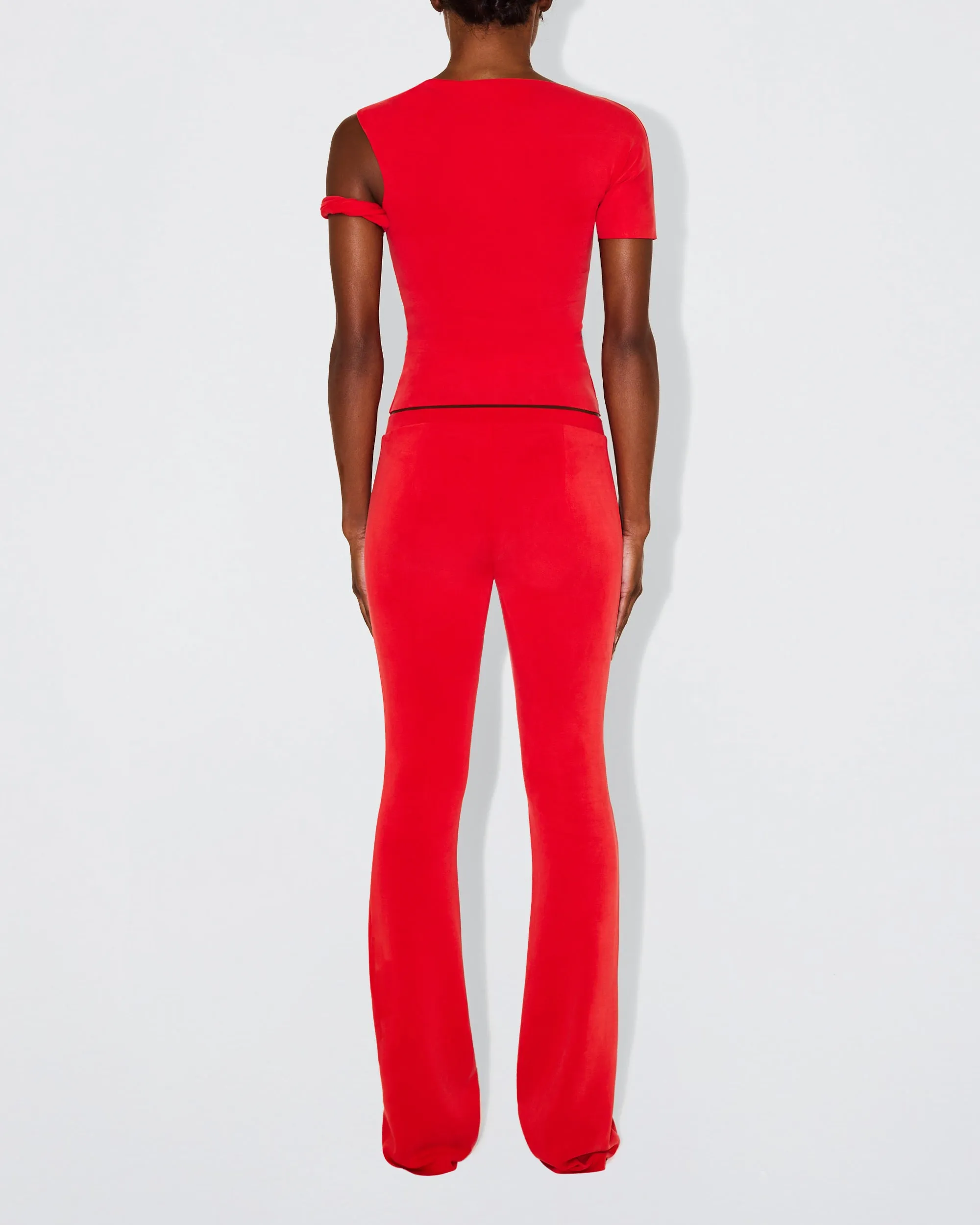 Sueded Stretch Low Rise Pant | Tomato