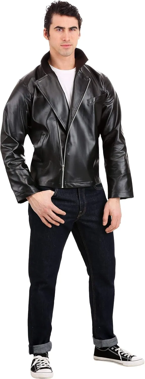 T-Birds Jacket for Men | Adult Grease Costume | 50s Sock Hop Dance Outfit | Danny Zuko Faux Leather Coat