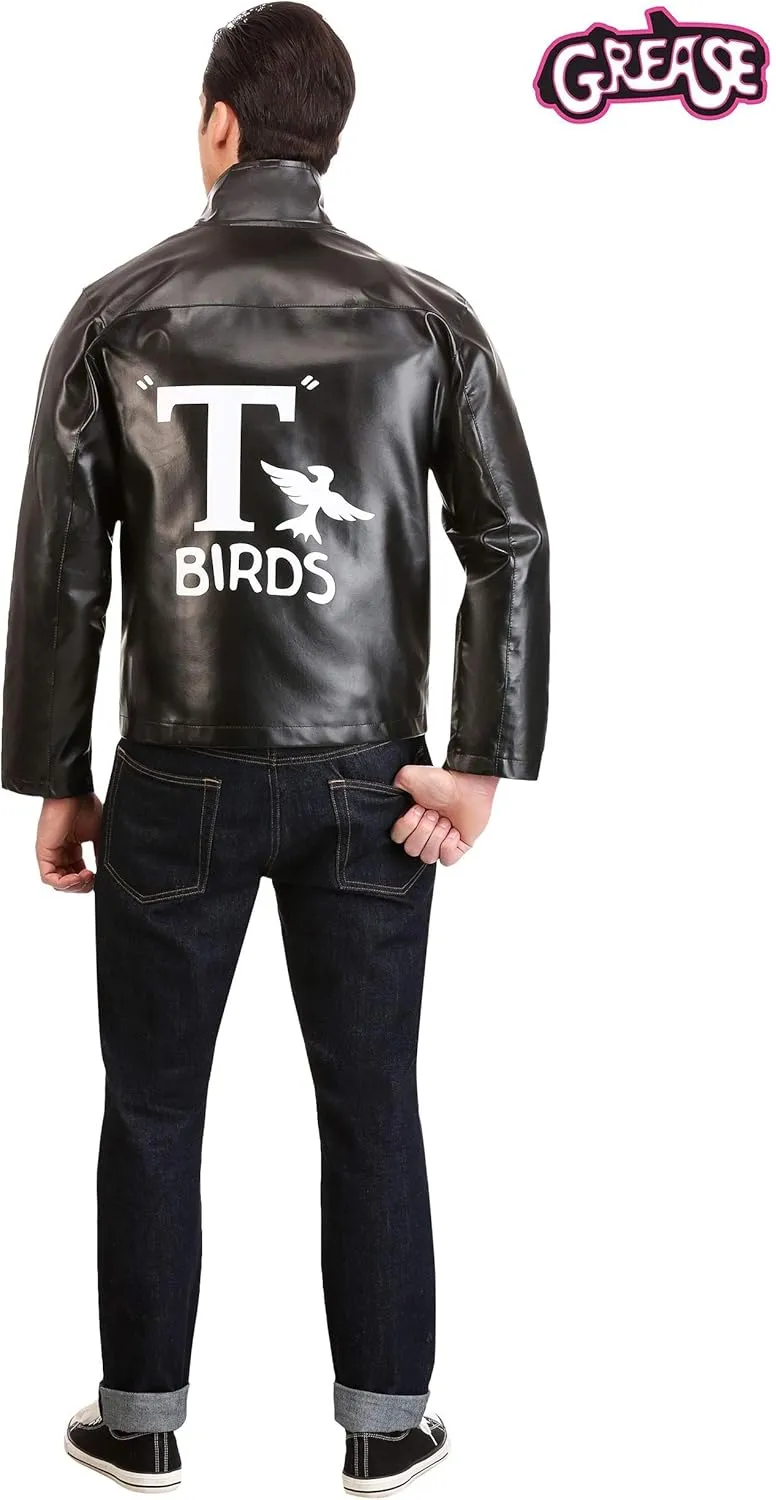 T-Birds Jacket for Men | Adult Grease Costume | 50s Sock Hop Dance Outfit | Danny Zuko Faux Leather Coat