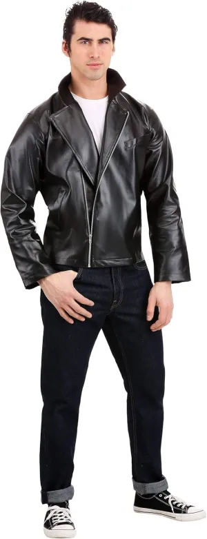 T-Birds Jacket for Men | Adult Grease Costume | 50s Sock Hop Dance Outfit | Danny Zuko Faux Leather Coat