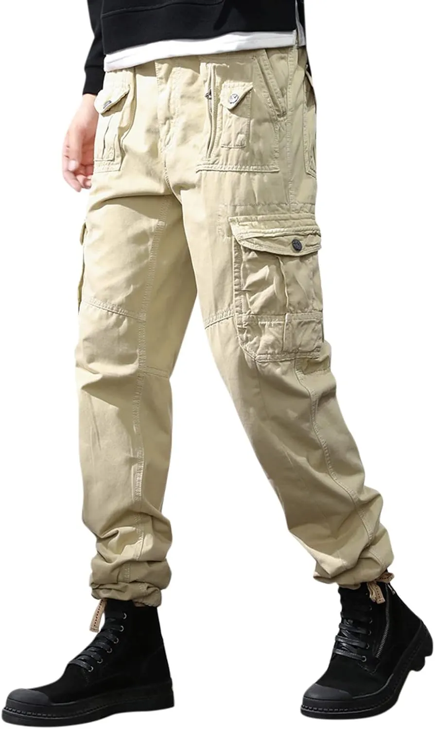 Tactical Pants for Men Stretch Lightweight Cargo Sweatpants Stretch Waistband Workout Joggers Athletic Hiking Pants