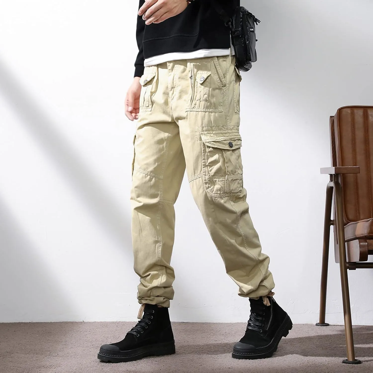 Tactical Pants for Men Stretch Lightweight Cargo Sweatpants Stretch Waistband Workout Joggers Athletic Hiking Pants