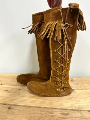 Tall Suede Fringe Mocs