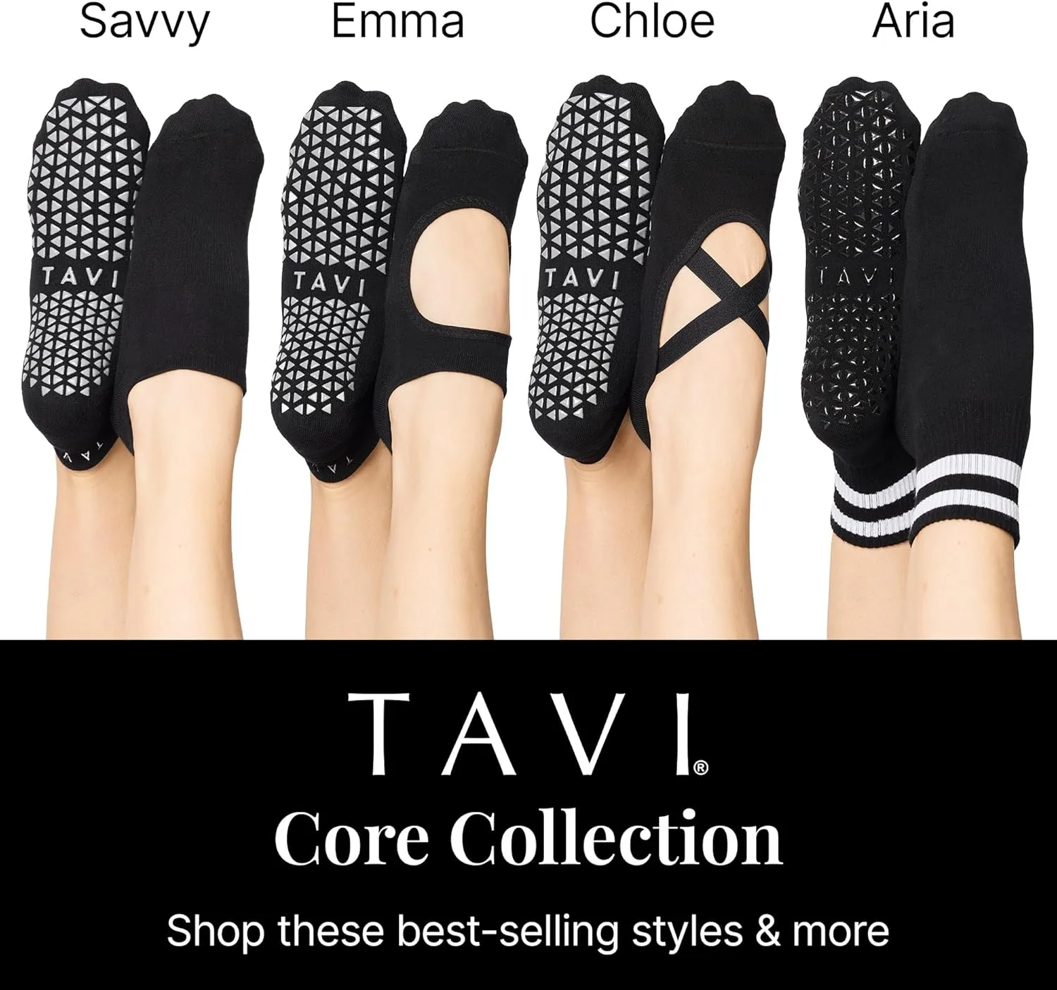 TAVI Womens Savvy Grip Socks - Pilates for Women, Slipper, Yoga, and Ballet, Barre