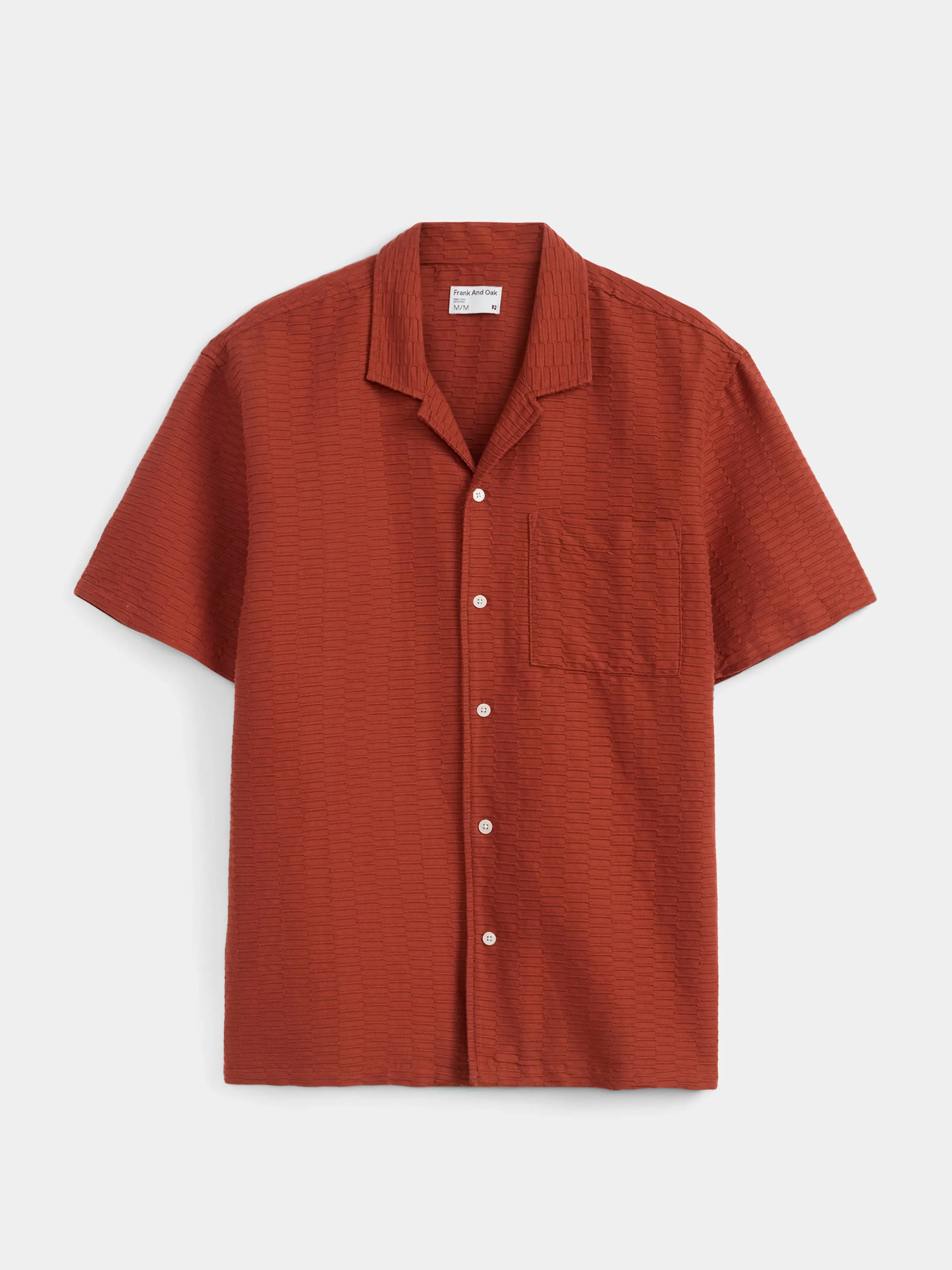 The Textured Camp Collar Shirt in Spice Orange