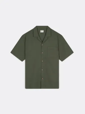 The Waffle Camp Collar Shirt in Dark Green