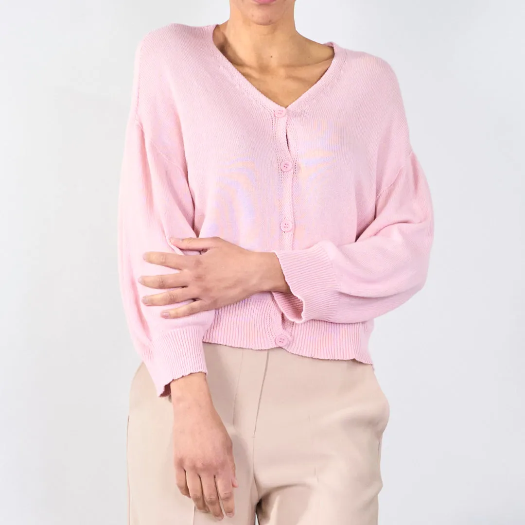 V-neck cardigan with ribbed hem wholesale