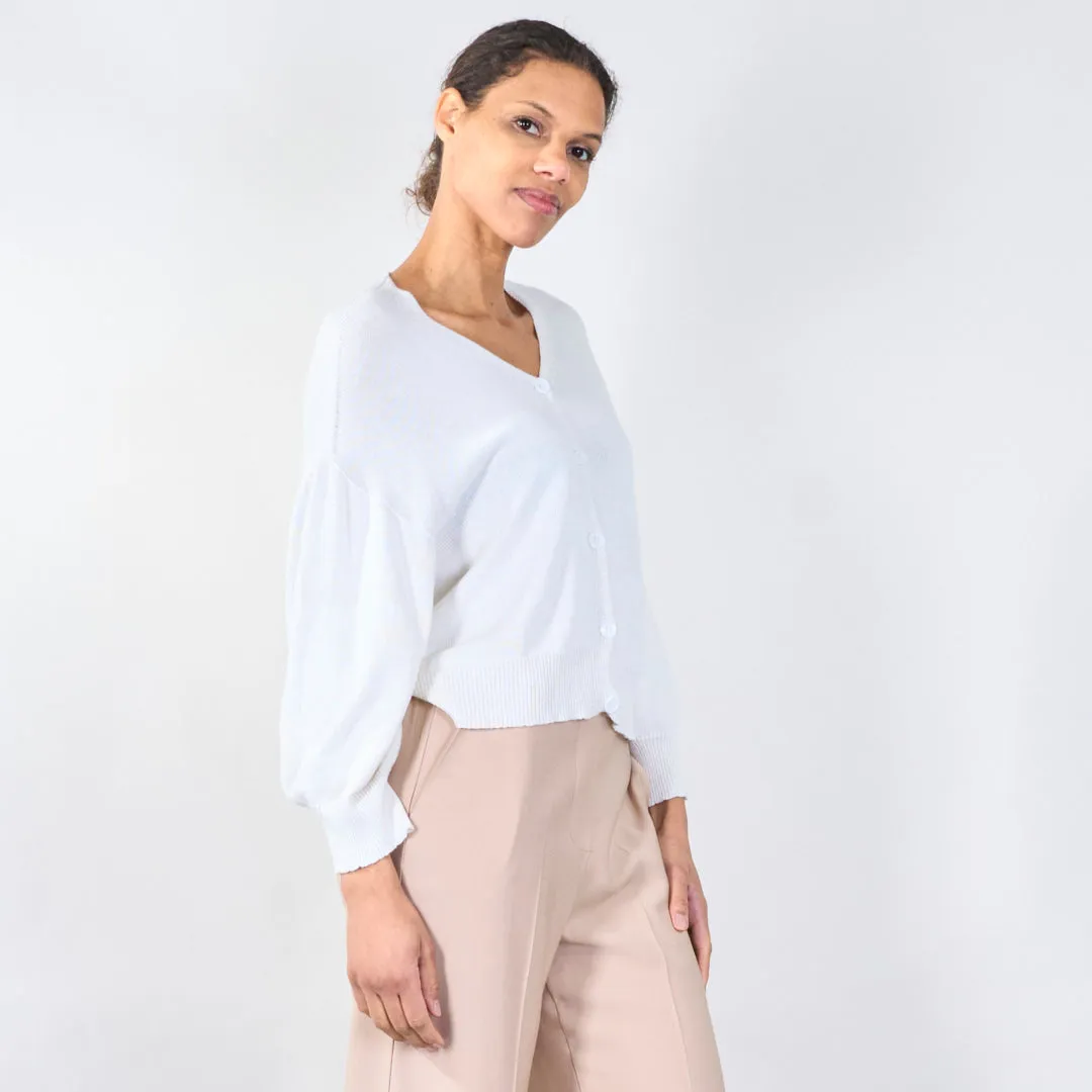 V-neck cardigan with ribbed hem wholesale
