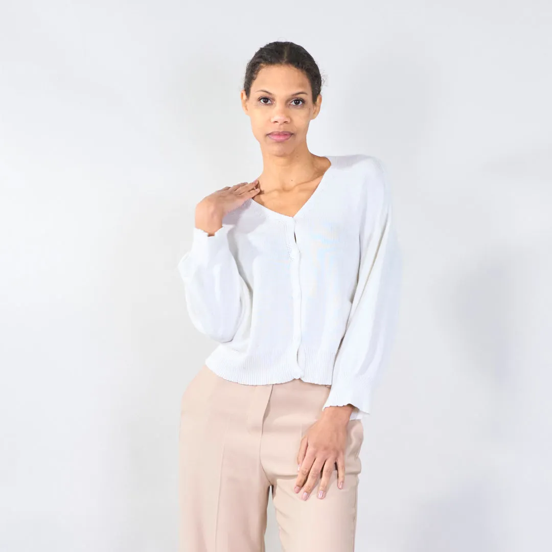 V-neck cardigan with ribbed hem wholesale