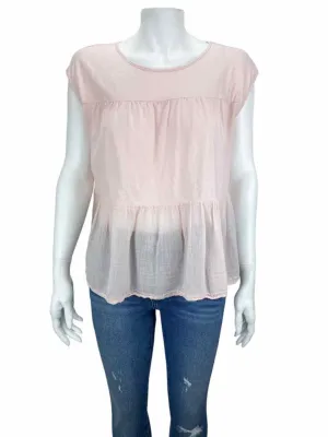 Velvet by Graham & Spencer, Women's Kirby Tiered Top, Pale Pink, Size M