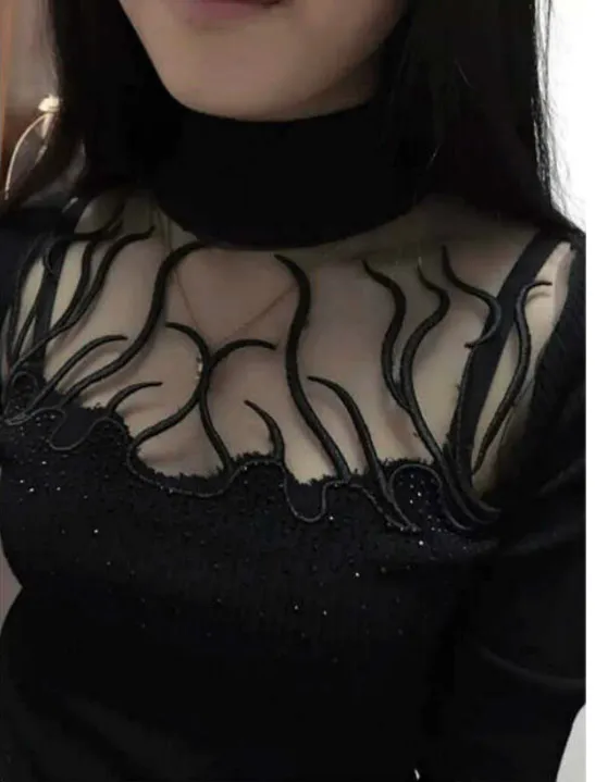 Women Stunning Slim Knitted Lace Patchwork Sweaters