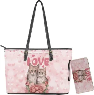 Women Tote Bags for Work Saddle Handbag Matched Zippered Wallet 2 Pcs