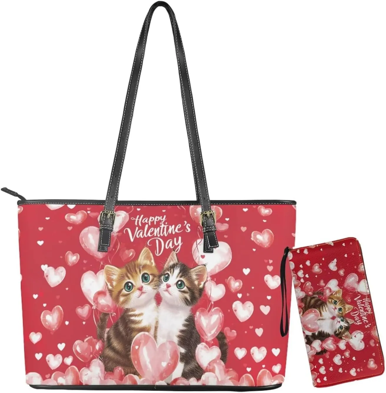 Women Tote Bags for Work Saddle Handbag Matched Zippered Wallet 2 Pcs