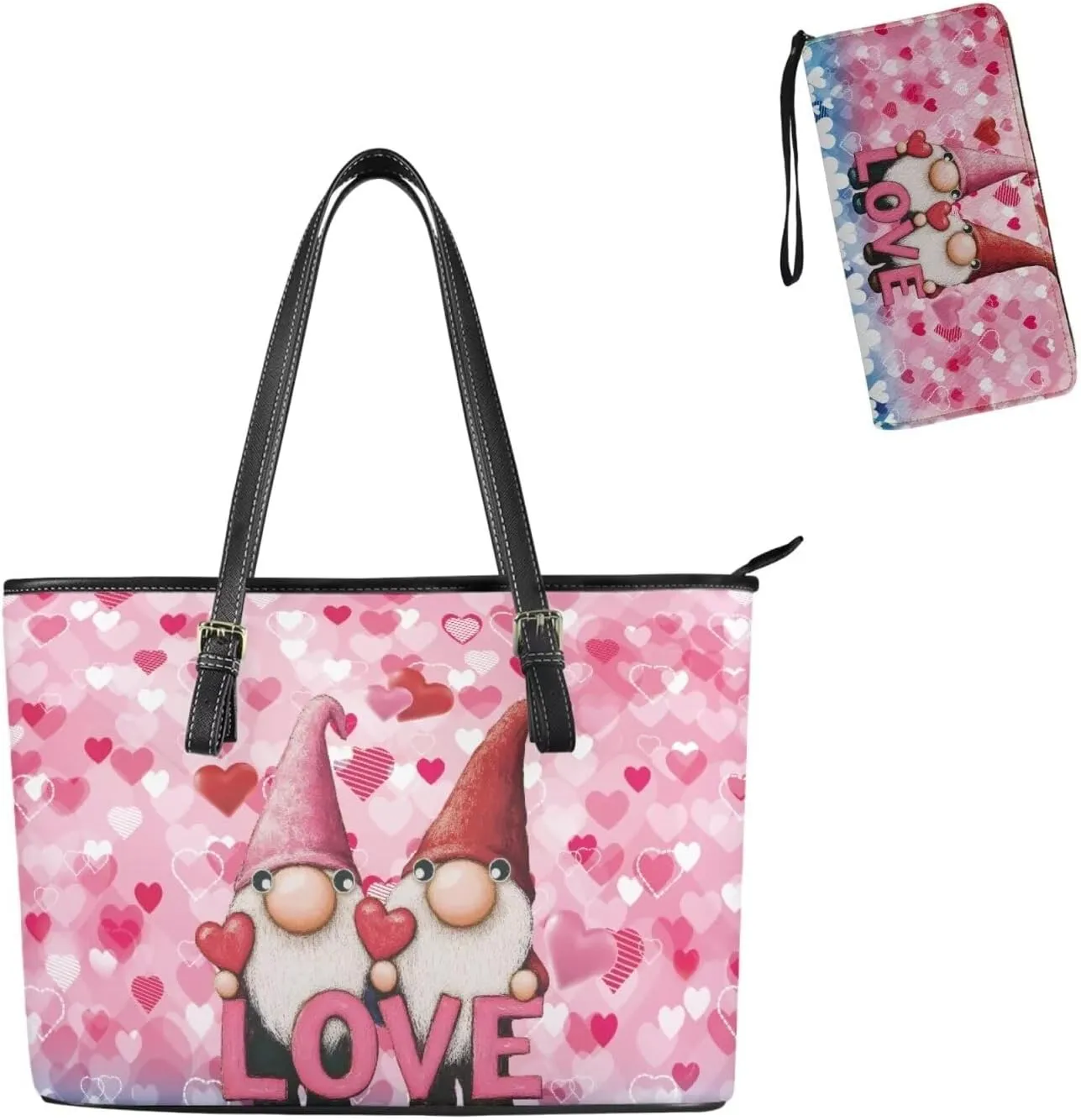 Women Tote Bags for Work Saddle Handbag Matched Zippered Wallet 2 Pcs