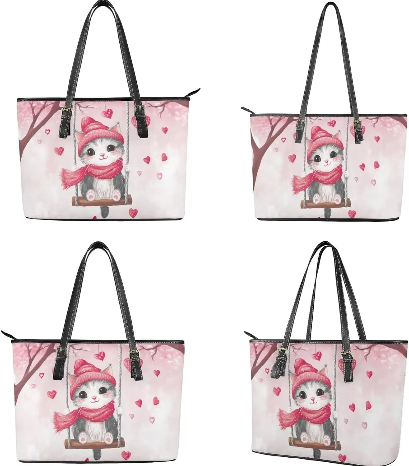 Women Tote Bags for Work Saddle Handbag Matched Zippered Wallet 2 Pcs