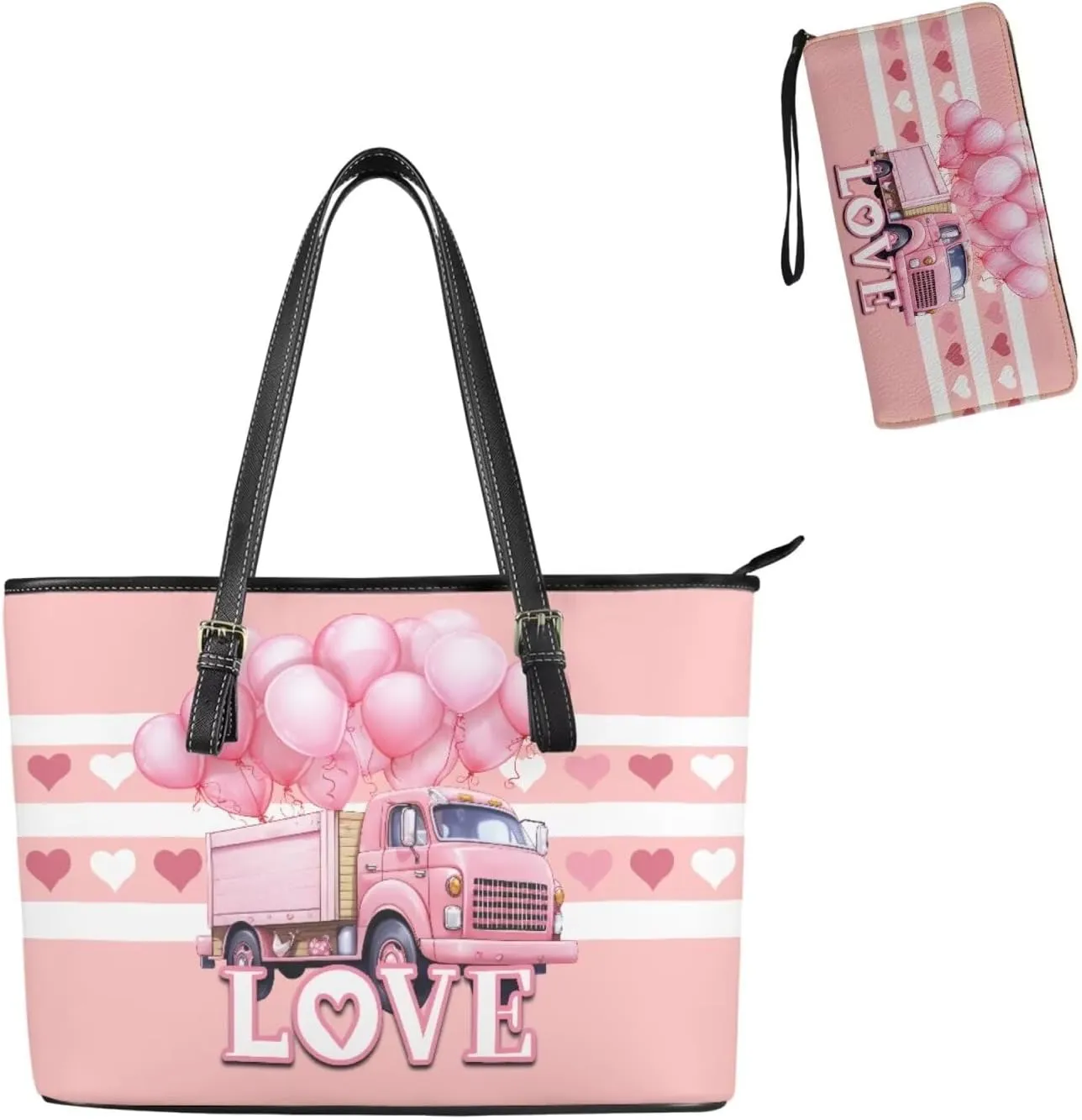 Women Tote Bags for Work Saddle Handbag Matched Zippered Wallet 2 Pcs
