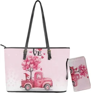 Women Tote Bags for Work Saddle Handbag Matched Zippered Wallet 2 Pcs