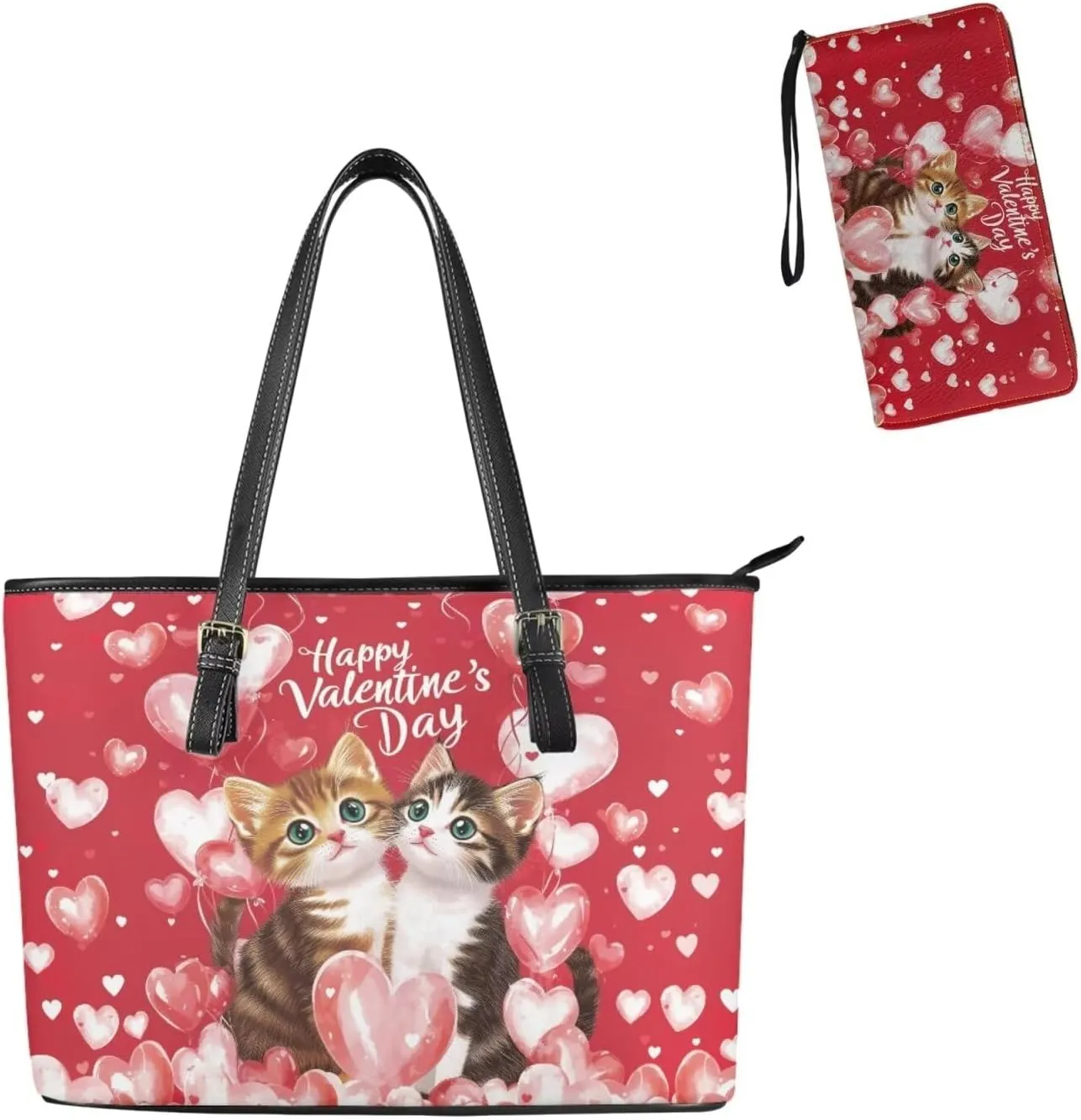 Women Tote Bags for Work Saddle Handbag Matched Zippered Wallet 2 Pcs