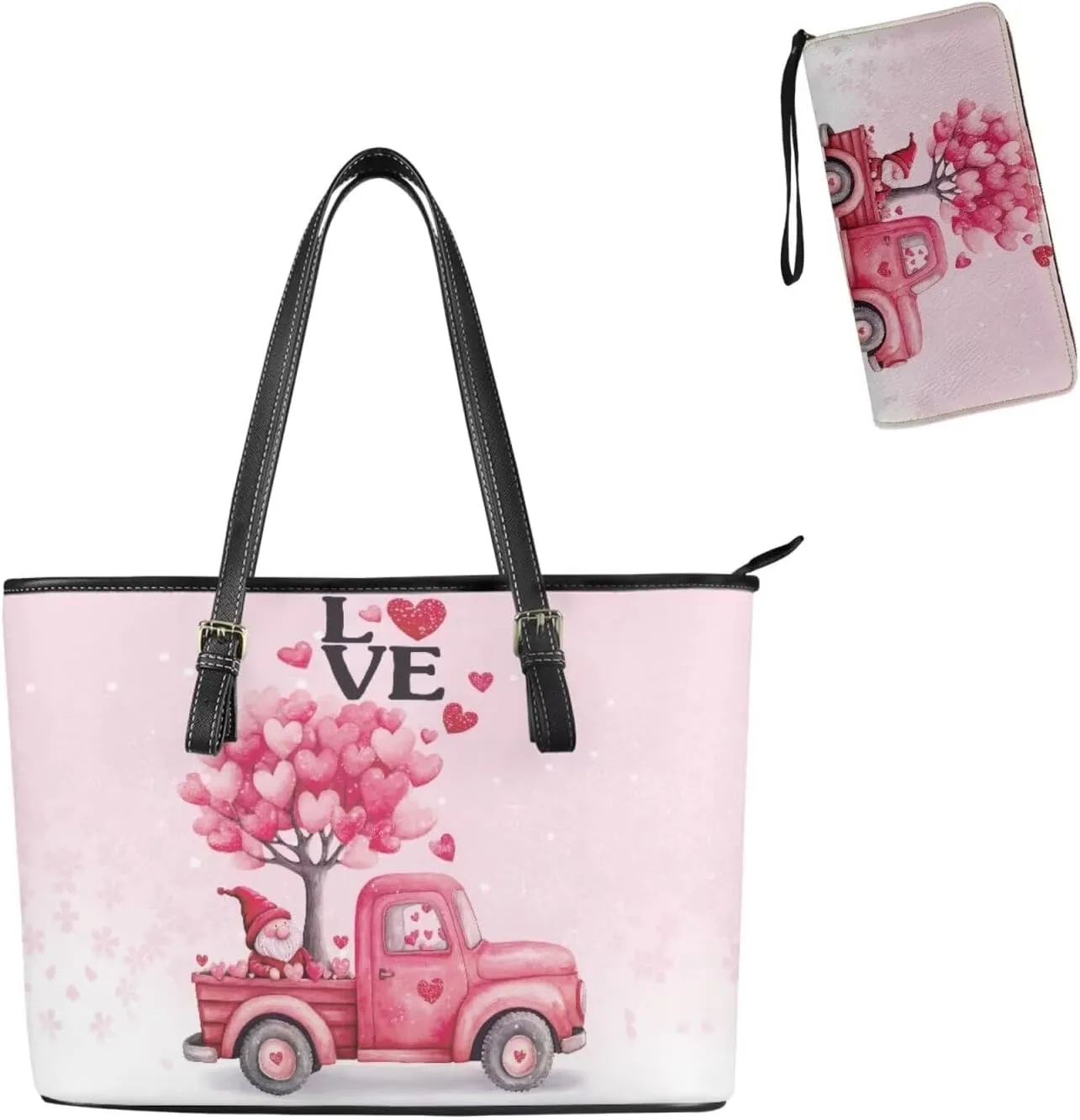 Women Tote Bags for Work Saddle Handbag Matched Zippered Wallet 2 Pcs