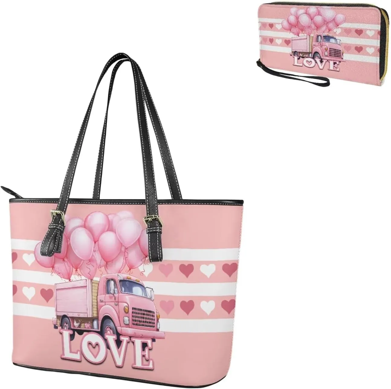 Women Tote Bags for Work Saddle Handbag Matched Zippered Wallet 2 Pcs