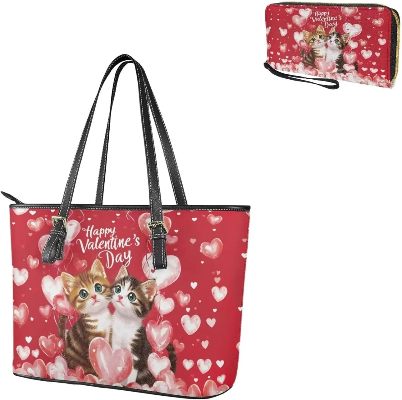 Women Tote Bags for Work Saddle Handbag Matched Zippered Wallet 2 Pcs